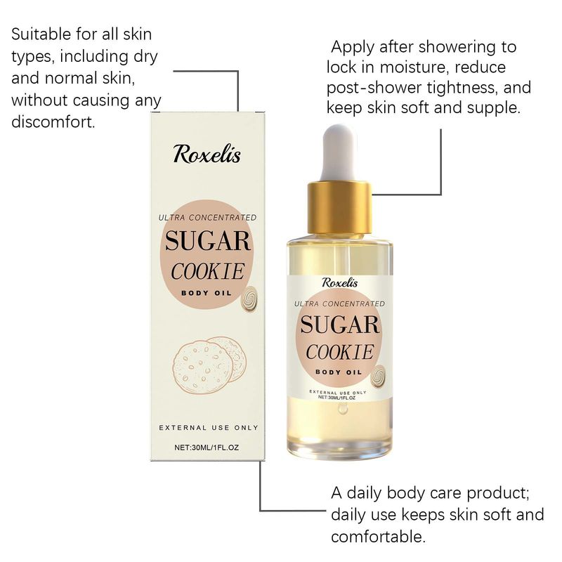 Olio corpo ricco di biscotti dolci, idratante, nutriente, per una pelle liscia e morbida, massaggio quotidiano, fragranza confortevole e di lunga durata._voghion.com