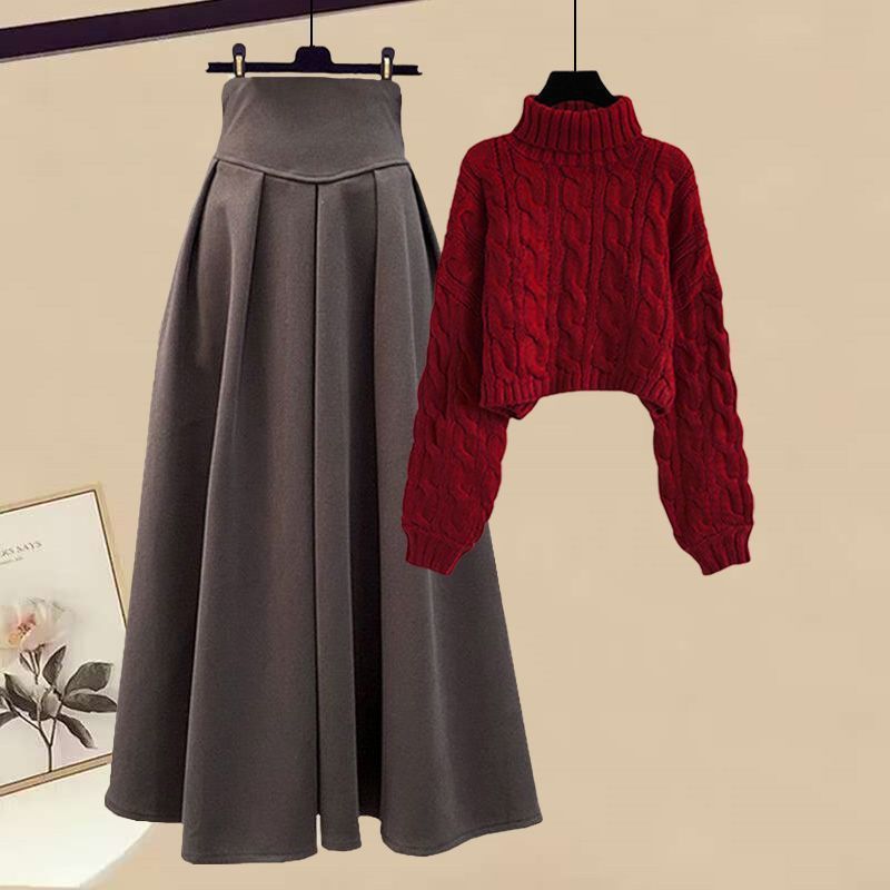 Abbigliamento donna completi invernali da donna, top larghi in due pezzi, gonne eleganti e attillate, completi in due pezzi_voghion.com