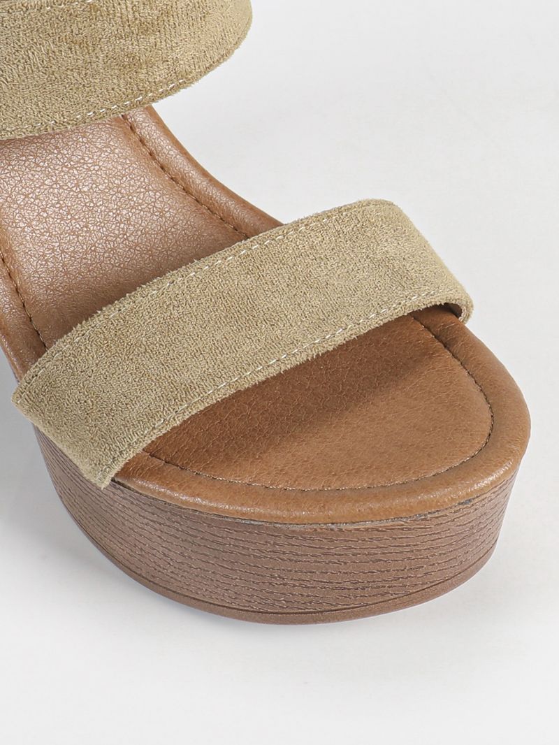 Women's Platform Sandals - Chunky Heel Ankle Strap Slides With Buckle Detail (Plus Size Available)_voghion.com