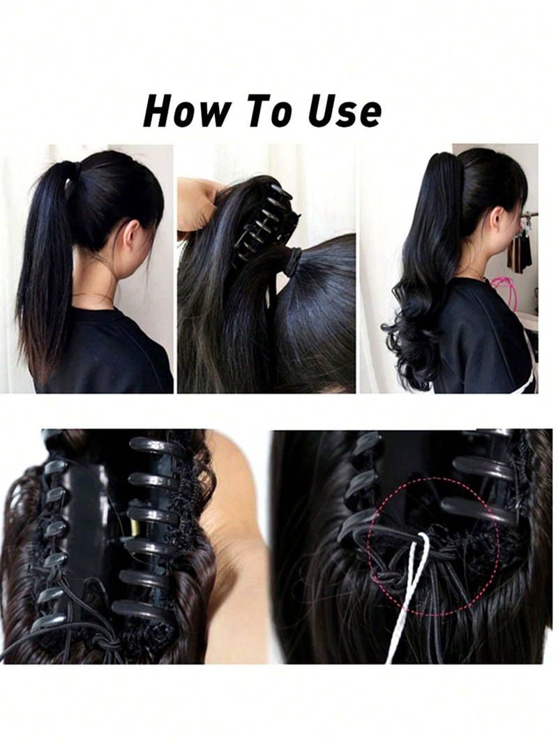 Wigs Claw Clip Curly Ponytail Synthetic Hair Extensions_voghion.com