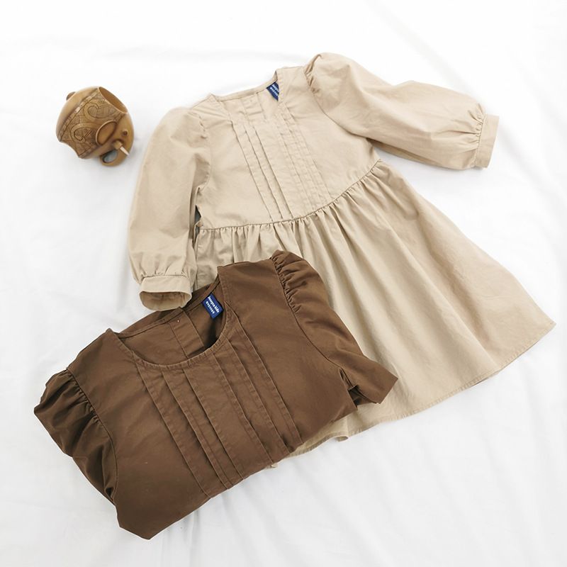 Ins Herbst Neue Eltern-Kind-Rock Japanischen und Koreanischen Stil Modische Nette Blase Langarm Damen Kleidung Kleid_voghion.com