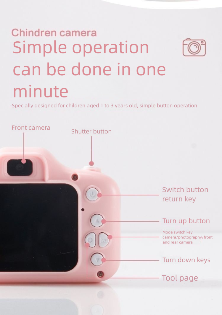 Cámara digital para niños, grabación de vídeo HD, fotos, juguetes para bebés, regalo de cumpleaños para niños y niñas_voghion.com