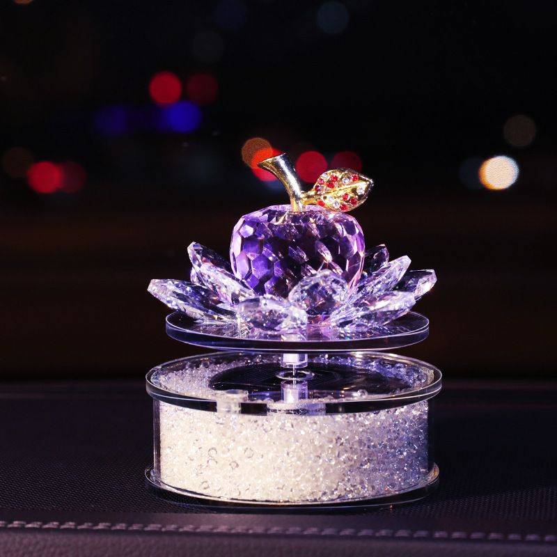 Solar Rotating Crystal Lotus Parfum Sedež Dekoracija Notranjost Avtomobila Ženska Elegantna Sredinska Konzola_voghion.com