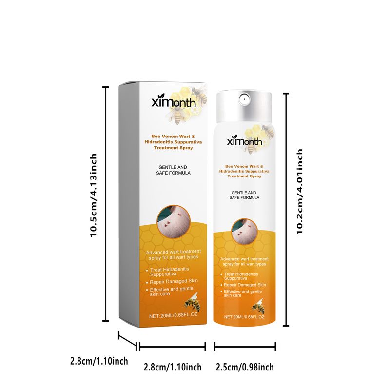 Spray trattamento Ximonth Bee Venom per verruche e idrosadenite suppurativa, detergente per la pelle, riparazione, schiarimento di nei e calli, spray per la cura del corpo_voghion.com