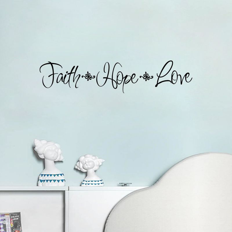 Faiph Hope Love Preto Inglês Fosco N1471 Adesivos de parede personalizados para sala de estar e quarto_voghion.com