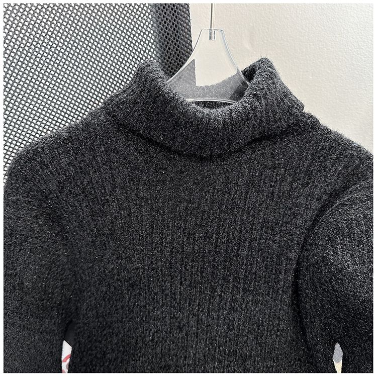 Maglione invernale da uomo a collo alto in lana tinta unita ad alta elasticità, giacca calda e spessa_voghion.com