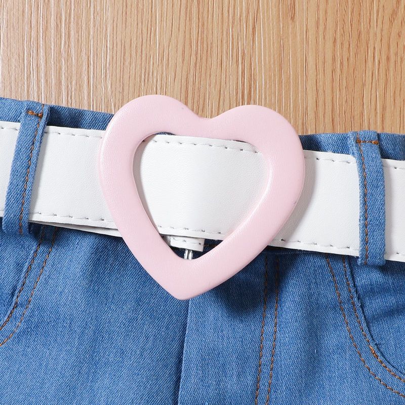 Ubrania dla dzieci dziewczęce modne w nowym stylu top typu tuba z odkrytymi ramionami kamizelka z denimu łączenie pluszowych szortów garnitur_voghion.com