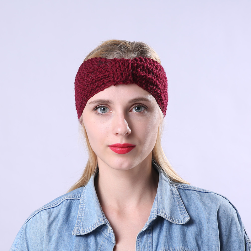 Fascia per maglione lavorata a maglia per accessori e fasce per capelli caldi con fiocco fatto a mano autunno inverno da donna_voghion.com