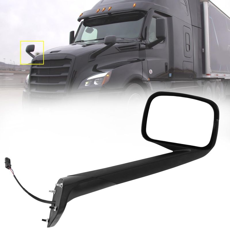 Black Hood Mirrors Fit For New Freightliner Cascadia 2018-2022, Hood Mirrors Assembly Without Heater Right/Passenger Side_voghion.com