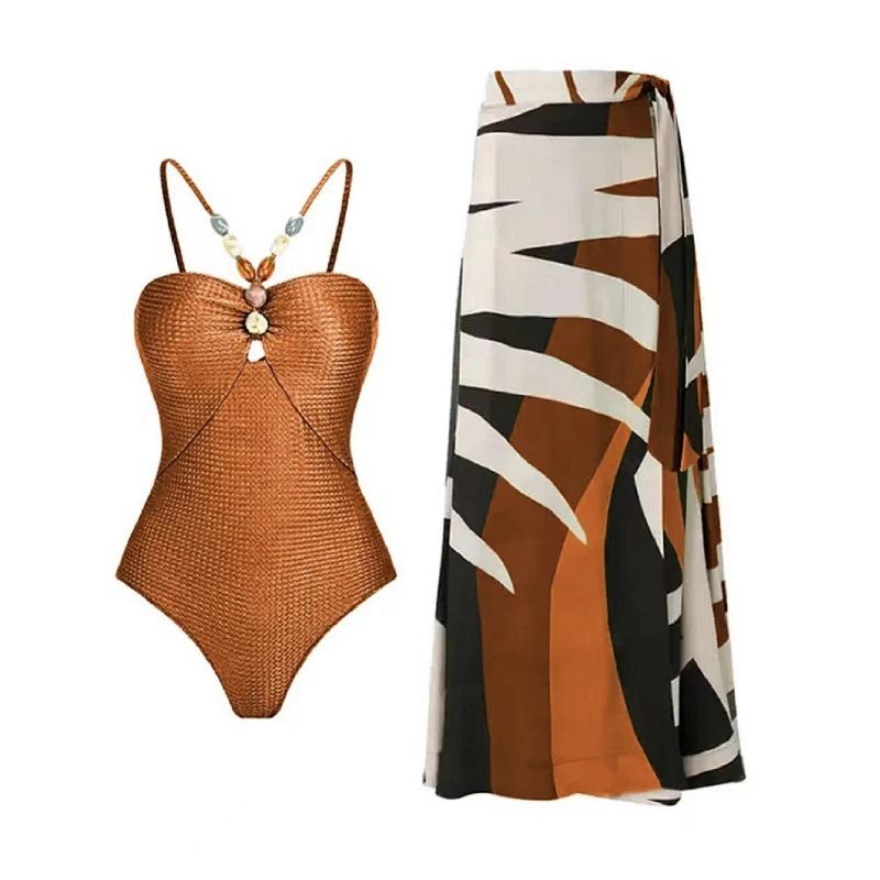 Maillot de bain une pièce imprimé pour femme, nouvelle collection, cache-ventre, amincissant, sexy, protection solaire, jupe en gaze, ensemble bikini de plage_voghion.com