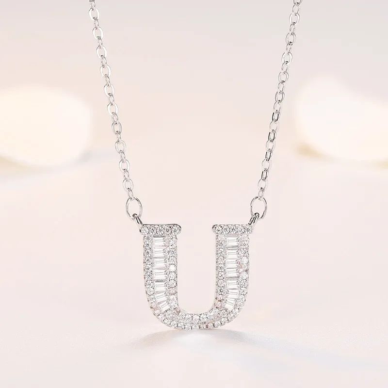 Klassiskt Sterg Sier Nytt Gnistrande A~Ö Bokstav Hänge Halsband Utsökt Ljus Charm Damsmycken Överraskningspresent_voghion.com