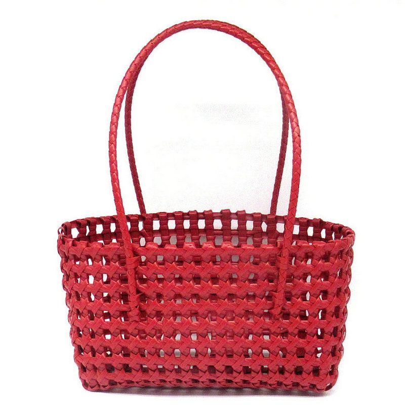 Handwoven Trendy Hollow Out Striped Inner Plastic Woven Shoulder Summer Beach Casual Women's Bag_voghion.com