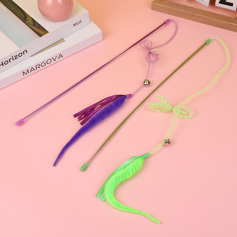 Creative New Caterpillar Elastic Teaser Wand Cat Toy Interactive Boredom Relief Pet Supplies_voghion.com