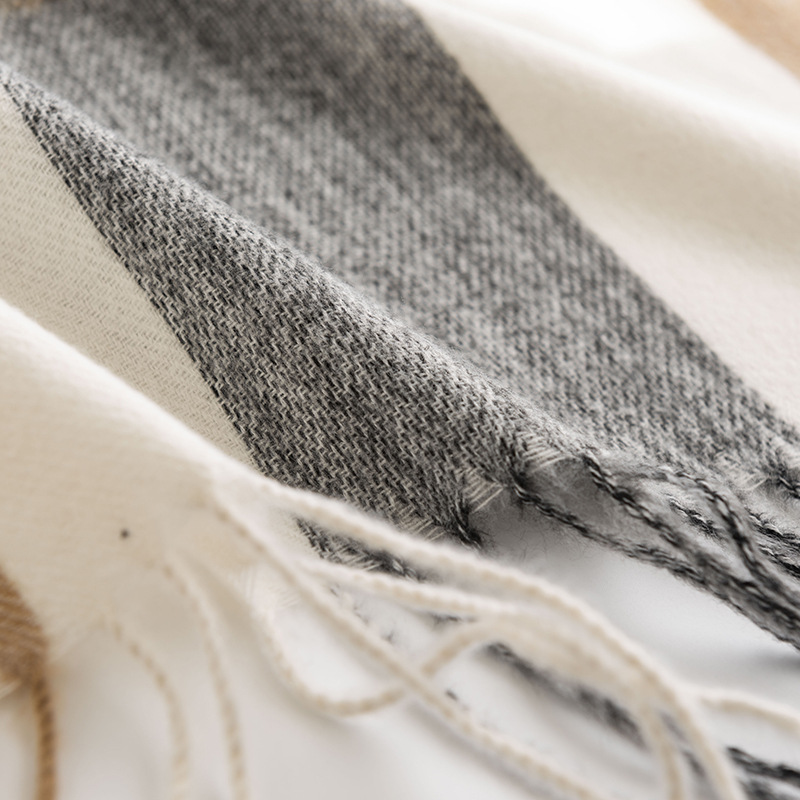 Bufanda a cuadros para mujer, bufanda de cuello cálida de estilo dulce, chal de moda, bufanda de Cachemira de imitación para otoño e invierno_voghion.com