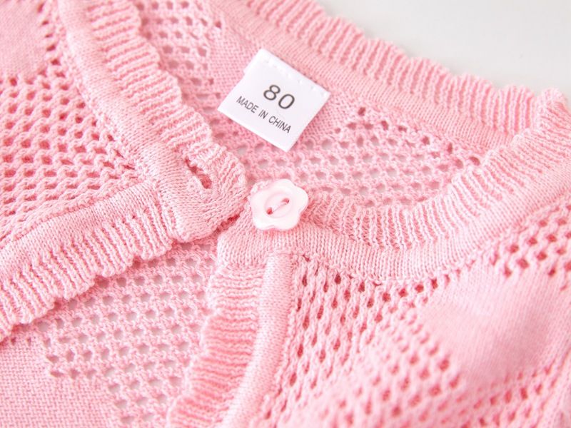 Cardigan in maglia con un bottone per bambine e ragazze, manica corta, estivo, leggero, in morbido cotone con scollo rotondo_voghion.com