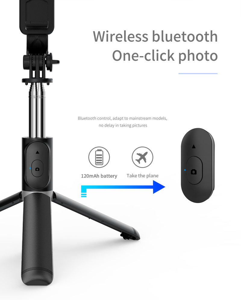 Selfie Çubuğu Tripod Taşınabilir Tripod Mobil Tutucu iPhone ve Android ile Uyumlu Kablosuz Uzaktan Kumanda_voghion.com