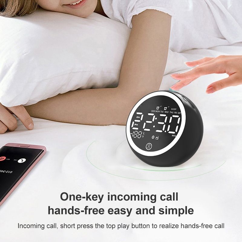 Altavoz Bluetooth multifuncional X10 con luz LED nocturna, despertador, altavoz Bluetooth, compatible con tarjeta TF, AUX y radio FM, especificación: enchufe de la UE (blanco)_voghion.com