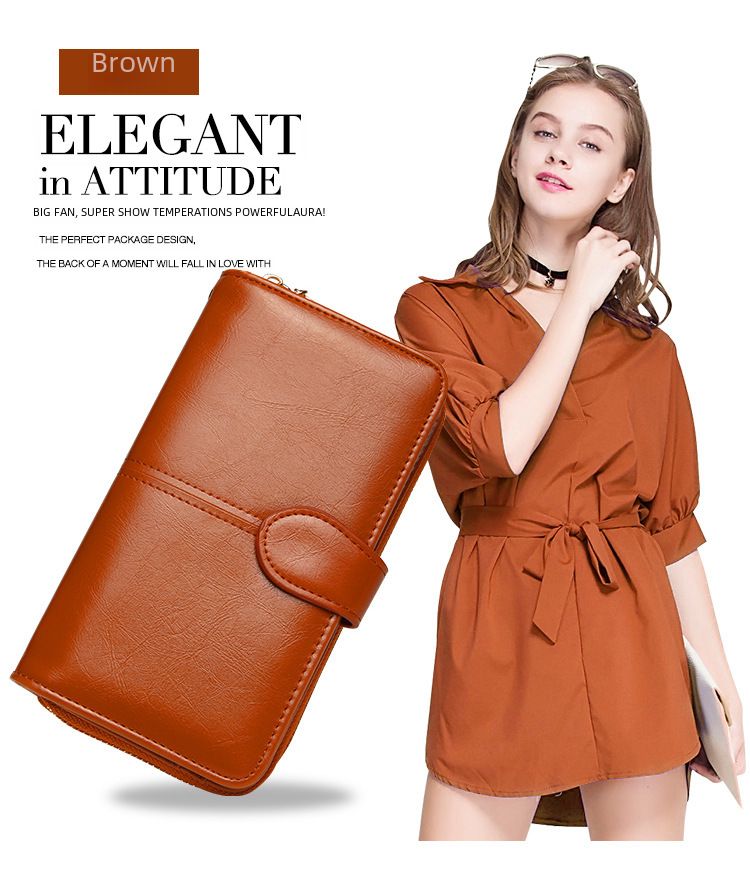 Explosive Damen Geldbörse 2024 Neuer Reißverschluss Ölwachs Leder Geldbörse Schnalle Handytasche Ölleder Neue PU Clutch_voghion.com