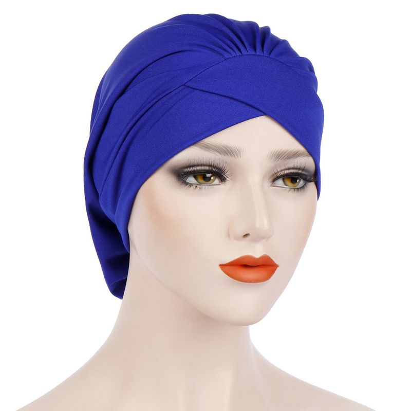 new stretch fabric nightcap multi-color forehead cross pleat Indian hat turban hat chemotherapy hat_voghion.com