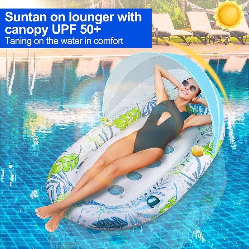 Nacht Solar Licht Leuchtende Aufblasbare Elliptische Schwimm Reihe Für Erwachsene Auf Die Wasser Mit Sonnenschirm_voghion.com