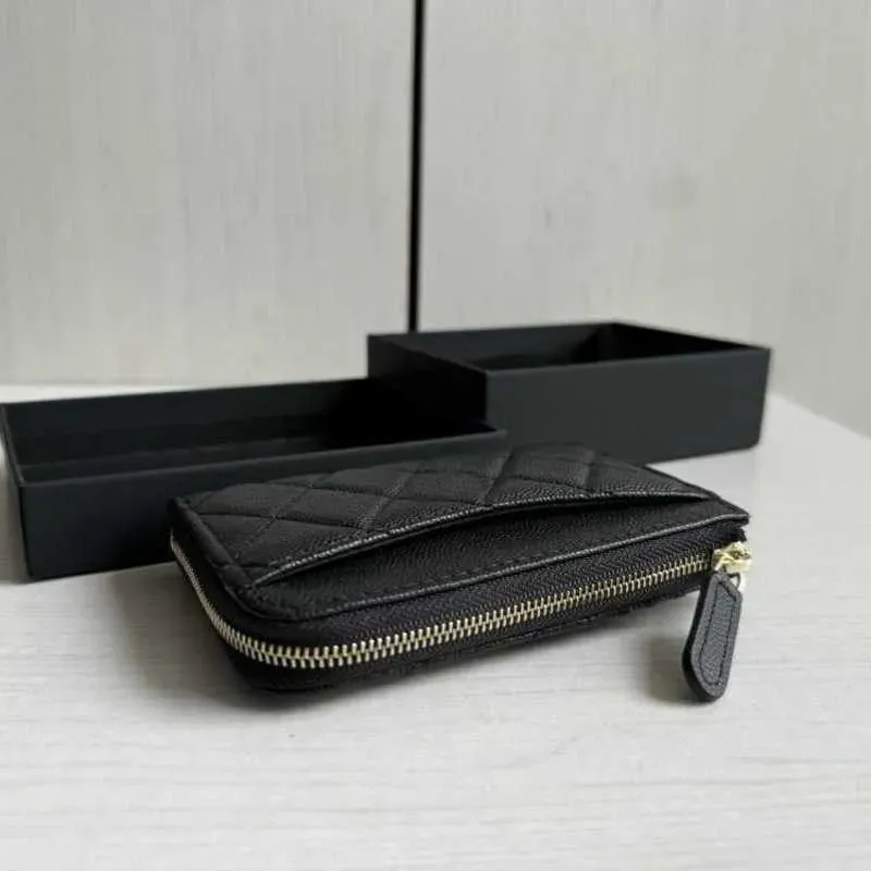 Designer Card Holders Caviar Cowhide Dia Grid Sheepskin Leather Ball Pattern Short Zipper Coin Purse Card Bag Small_voghion.com
