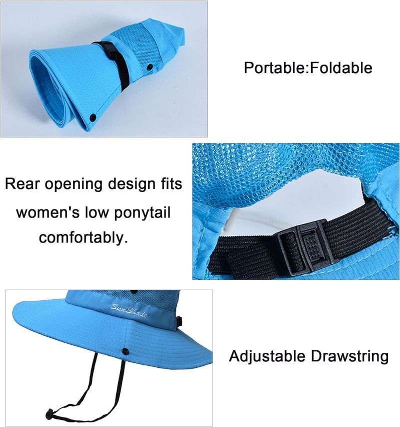 Cappello da pescatore da spiaggia UPF 50+ da donna e da uomo NPJY Sun con tesa larga da 3 pollici_voghion.com