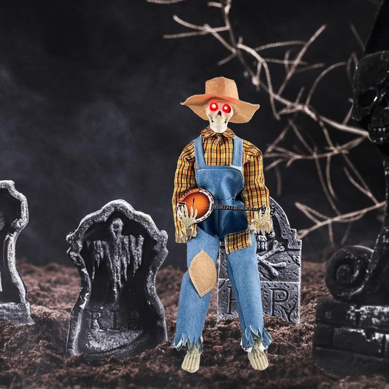Cross-border Halloween Animated Banjo Skeletons Halloween skeleton decoration ornaments_voghion.com