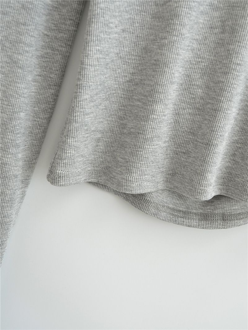 Sexy rugloze, halfhoge hals, pittige meisjes, lange mouwen T-shirt, lente, slanke pasvorm en afslankend onderstuk voor vrouwen_voghion.com