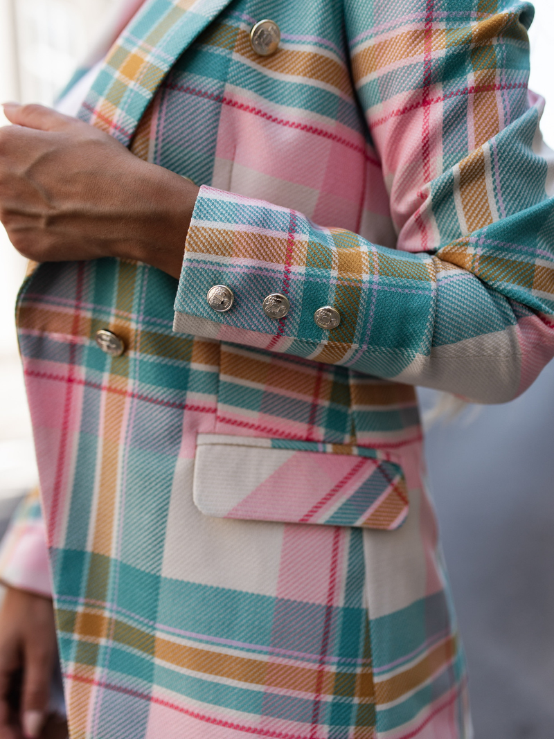Giacca da tailleur scozzese dai colori pop da donna_voghion.com