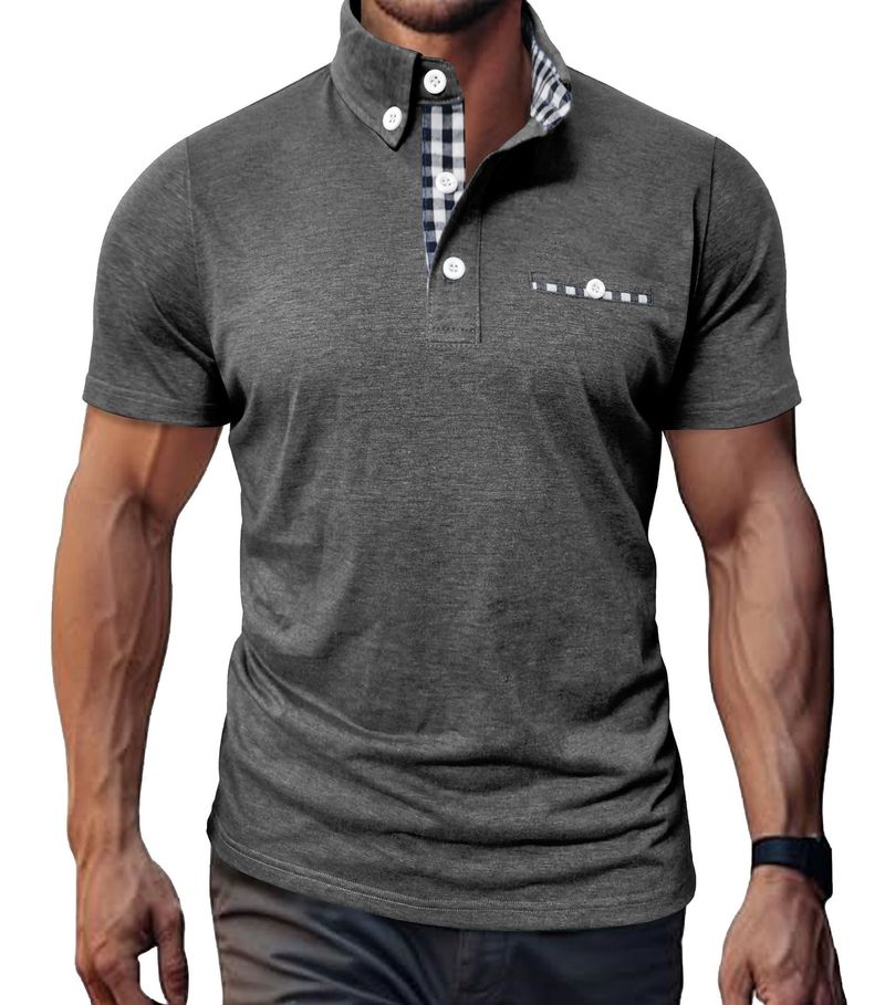 Neues kariertes Kurzarmoberteil für den Sommer für Herren_voghion.com