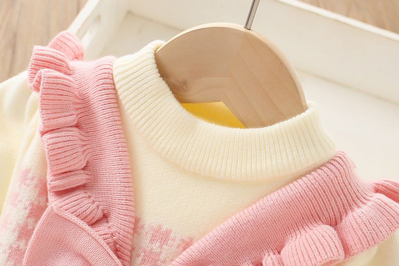 Mädchenkleid, ausgefallenes kleines Mädchen, süßer Strickpullover mit Schleife, Kinderkleid_voghion.com