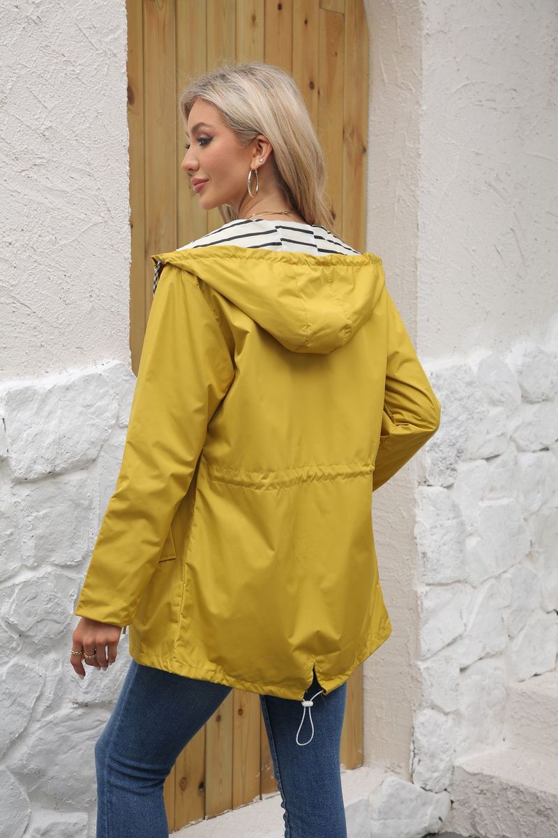 2025 New Lo Sleeve Water- Mid-Leth Trench Coat For Women Hood, Plus Size Women's Clothi With Striped_voghion.com