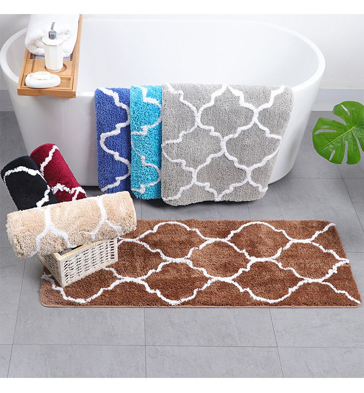 Tappetino geometrico in ciniglia - Tappeto antiscivolo in poliestere assorbente per soggiorno, camera da letto e ingresso, lavabile in lavatrice (diversi colori e dimensioni)_voghion.com