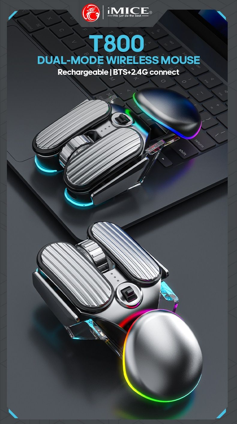 Digitex Digitex New IMICE Brand T800 Rechargeable Wireless Low Noise Silent E-Sports Gaming Bluetooth Mouse_voghion.com