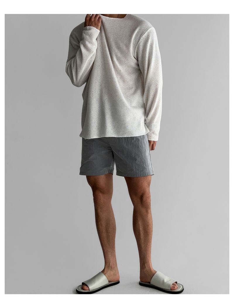 Lightweight Breathable Sunscreen Long Sleeved Knitted T Shirt Men's Summer American Style Casual Loose T Shirt_voghion.com