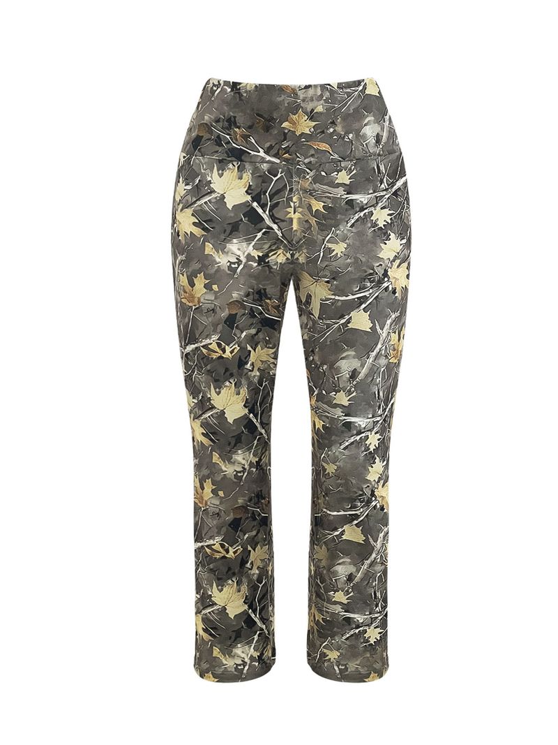 Botanical Print Lounge Set – Long Sleeve Tee & Trousers (Spring , Milk Silk-Polyester Blend, JAsymmetrical Draping)_voghion.com