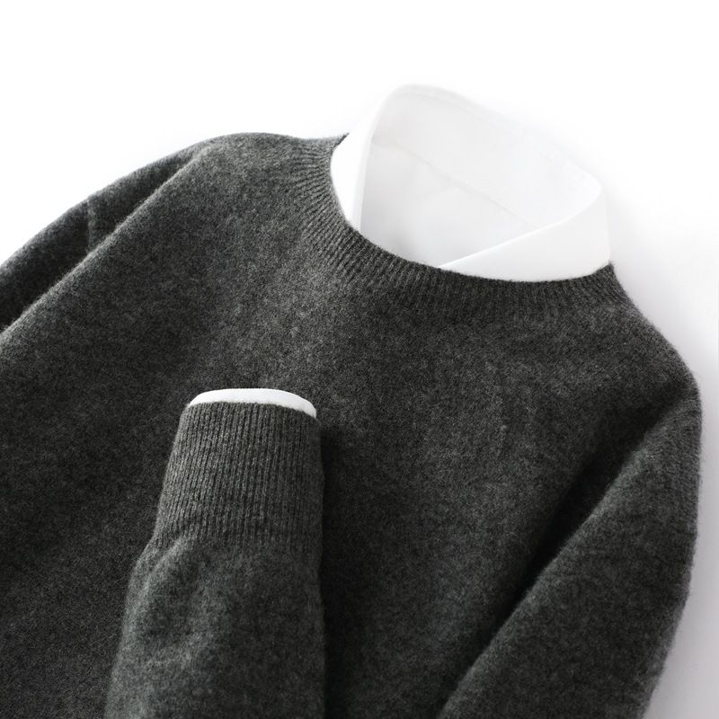 Men's 100% Wool Sweater V-Neck Comfortable Business Casual Pullover Knitwear Soft Breathable Loose Fit Winter Warm Tops_voghion.com