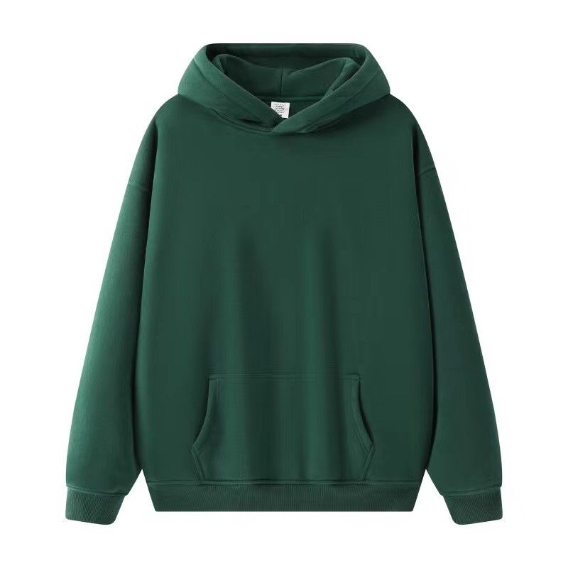 Felpa in pile da uomo, tinta unita, pullover da coppia, ampia, di media lunghezza, alla moda_voghion.com