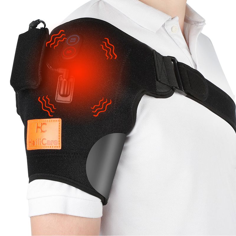 Heat Therapy Shoulder Brace Adjustable Shoulder Heating Pad for Frozen Shoulder Bursitis Tendinitis Strain Hot Cold Support Wrap_voghion.com