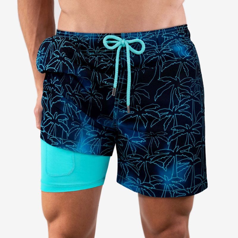 Herren Strandhose Sport Print Doppellagige Shorts Produkt-Upgrade Taschenentwässerung_voghion.com