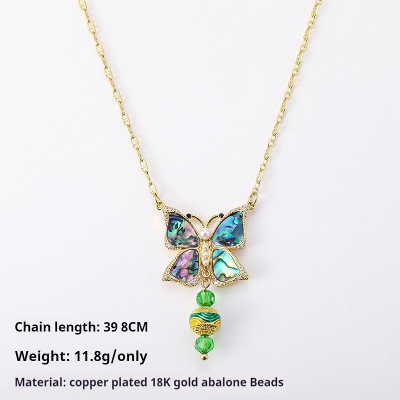 Gepersonaliseerd ontwerp, kwastje, abalone, schelpdier, vlinderketting, accessoires, sieraden, luxe vrouwengevoel,_voghion.com
