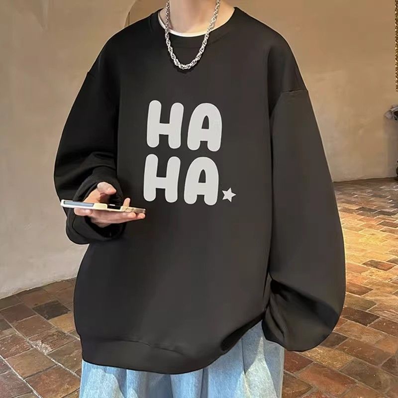 Maglietta a maniche lunghe da uomo, nuova maglietta americana in stile casual, autunno e inverno, felpa oversize con scollo rotondo per_voghion.com