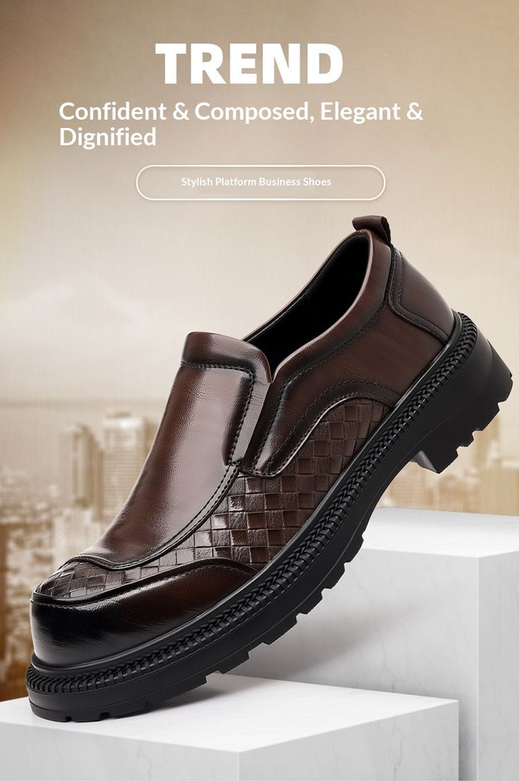 QFV50704555550<=0 Mocassins à semelle épaisse grande taille, style Derby, chaussures tendance pour hommes, en cuir, style business, collection printemps, style européen et américain, hauteur_voghion.com