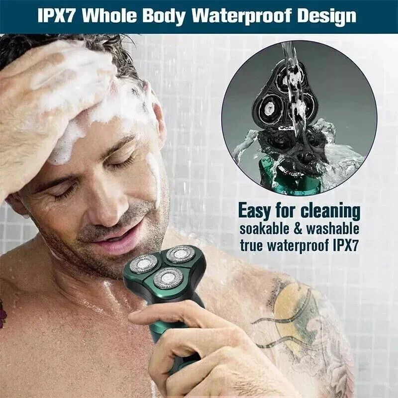Herren Elektrorasierer Nass Trocken Rotationsrasierer Kabellos USB Wiederaufladbar Lade UK_voghion.com