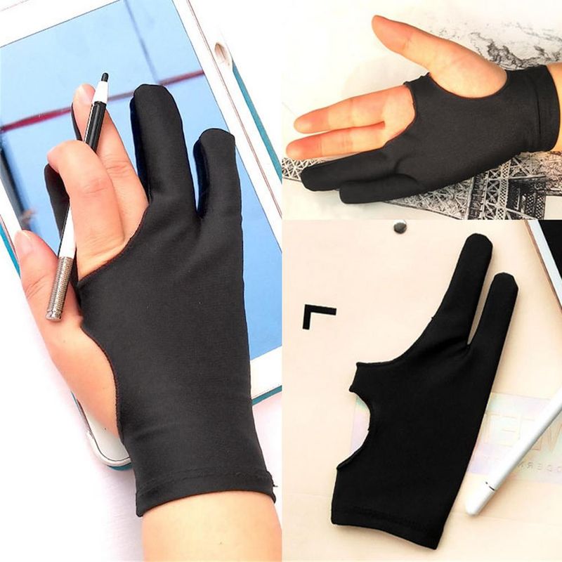 Guanto anti-incrostazione per tavoletta grafica e pittura anti-touch a due dita, destro e sinistro, per schermo iPad_voghion.com