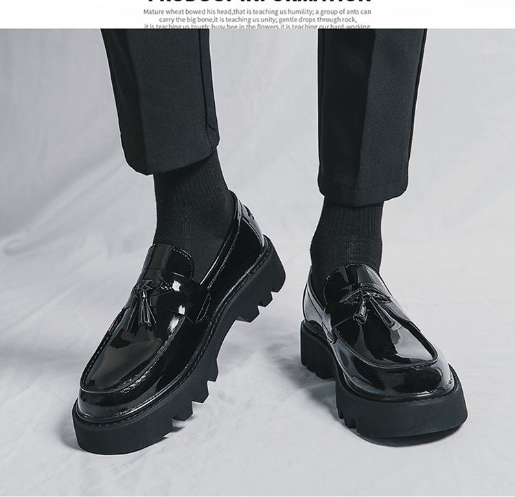 Men's Classic Brogue Loafers - Slip-On Business Casual Shoes With Thick Sole For Summer, Round Toe, PU Leather Upper, Rubber Sole, Low-Cut Comfortable_voghion.com