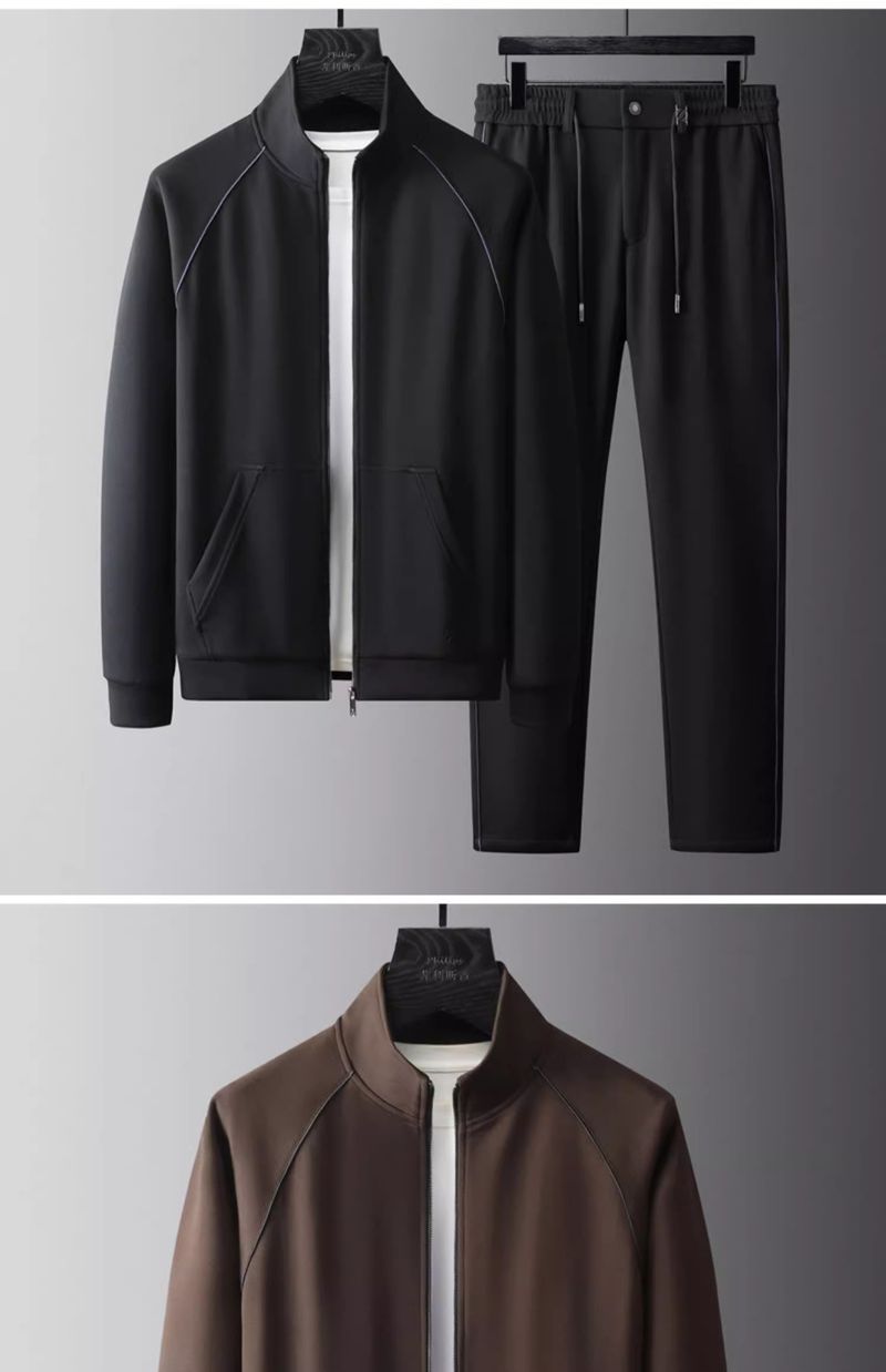 Ensemble deux pièces automne-hiver haut de gamme, veste élastique légère et luxueuse, style décontracté et sportif, manches longues, col montant_voghion.com