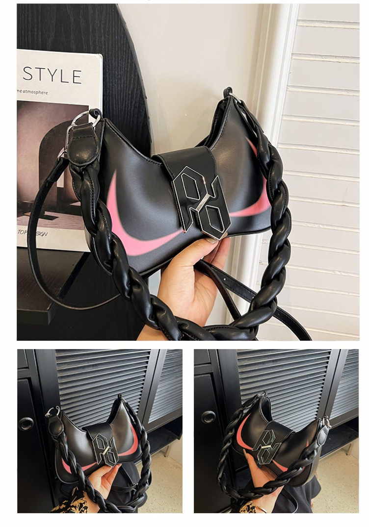 2023 new trendy texture shoulder bag fashion color contrast woven twist shoulder strap underarm bag_voghion.com