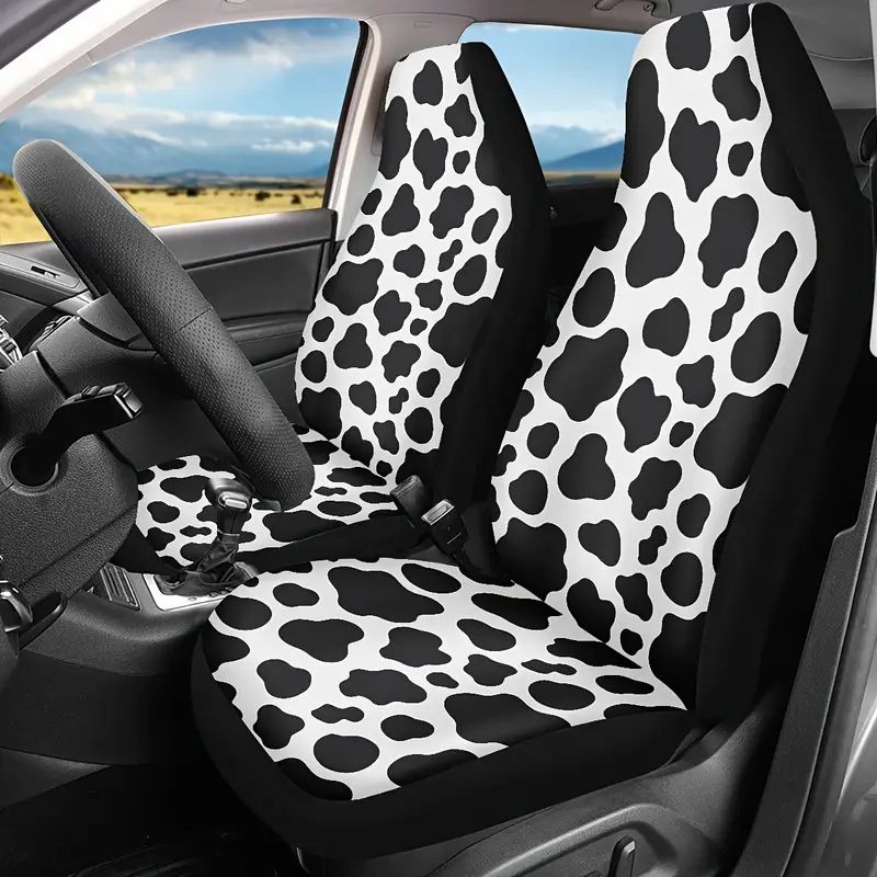 Coprisedile universale per auto con motivo stampato a mucca, per la maggior parte delle auto, SUV, camion, traspirante e antiscivolo._voghion.com