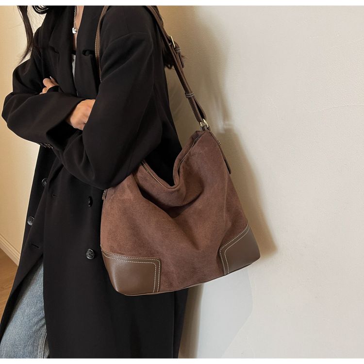 Borsa a tracolla singola in pelle scamosciata di alta qualità per donna 2024, nuova borsa alla moda e versatile con grande capacità per i pendolari_voghion.com
